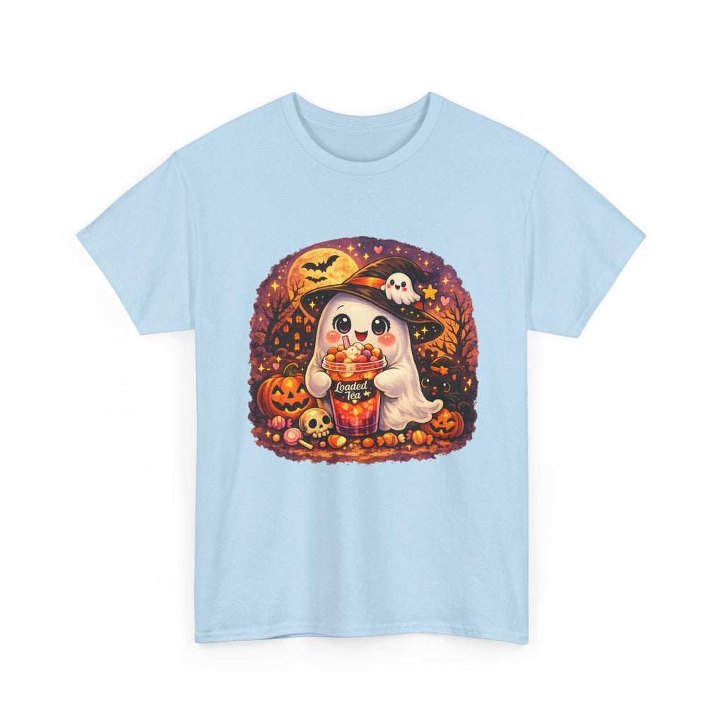 Cute Ghost Trick-or-Treat T-Shirt — Halloween Candy Puppy Design