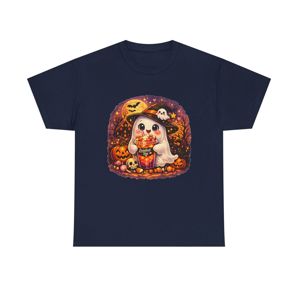 Cute Ghost Trick-or-Treat T-Shirt — Halloween Candy Puppy Design