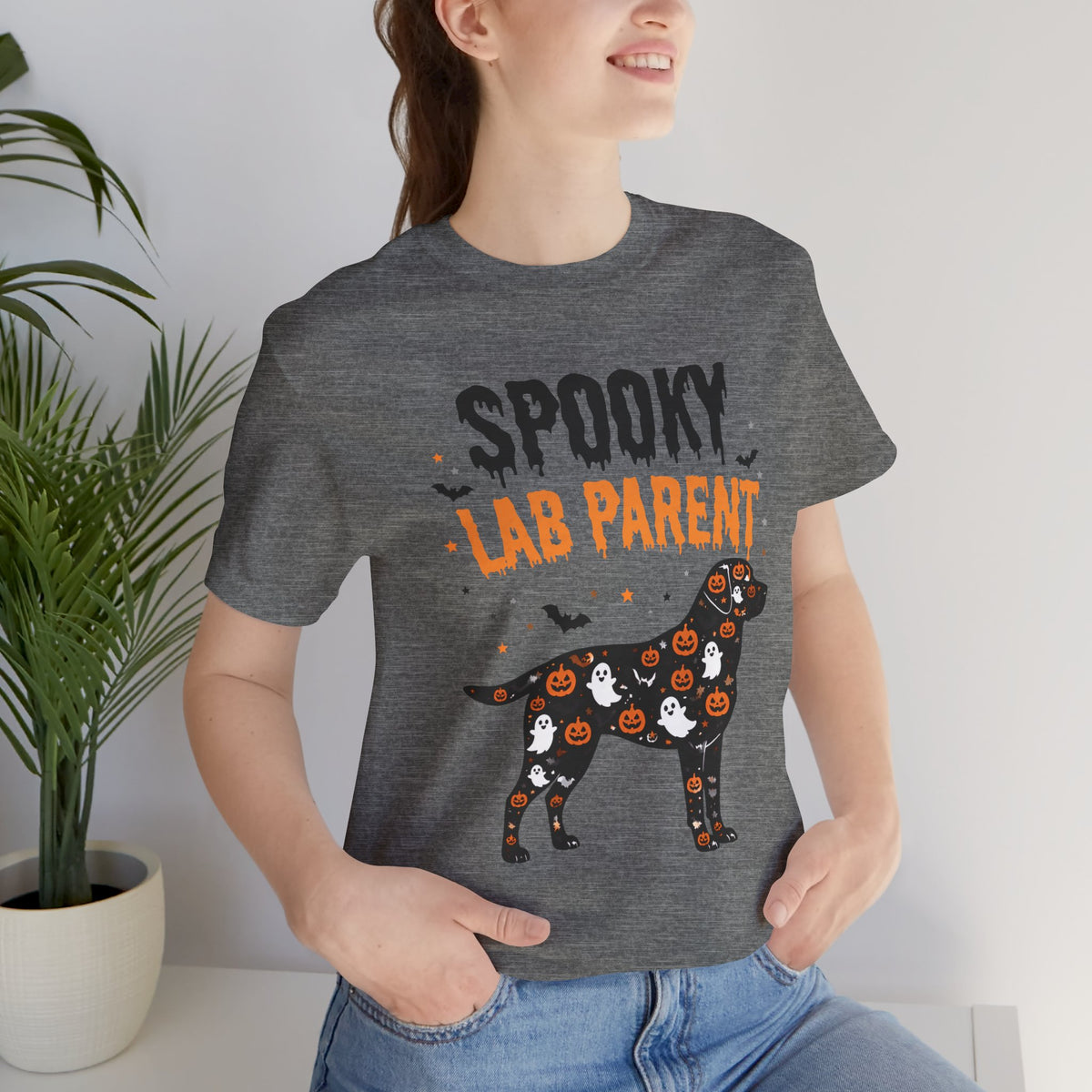 Spooky Lab Parent T-shirt | Halloween Labrador Silhouette, Ghosts & Pumpkins