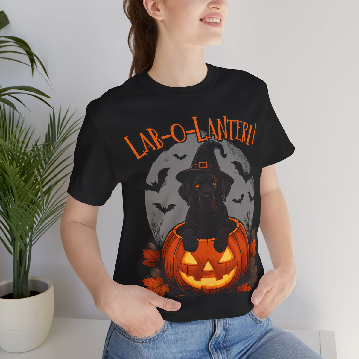Lab-O-Lantern Halloween Dog T-Shirt | Trick or Treat Paw Print Tee
