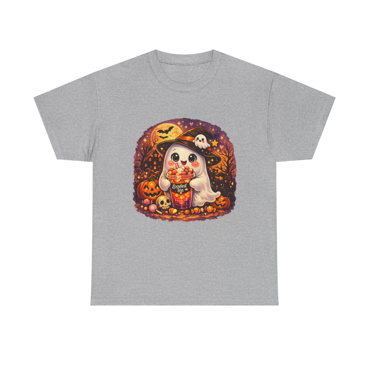 Cute Ghost Trick-or-Treat T-Shirt — Halloween Candy Puppy Design