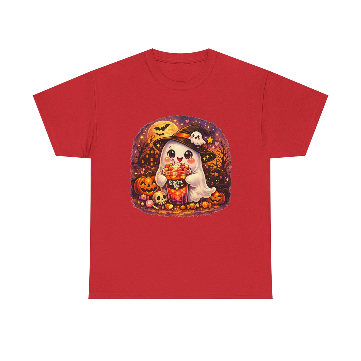 Cute Ghost Trick-or-Treat T-Shirt — Halloween Candy Puppy Design