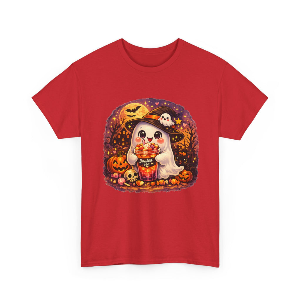 Cute Ghost Trick-or-Treat T-Shirt — Halloween Candy Puppy Design