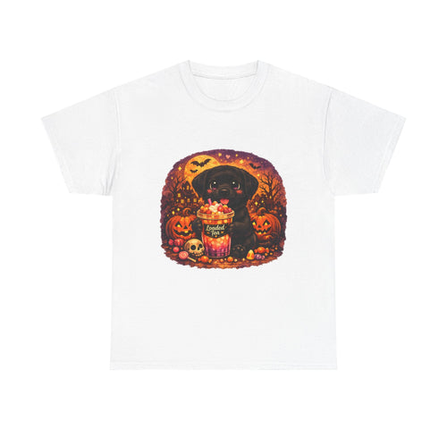 Halloween Black Labrador Tee – Cute Puppy Trick-or-Treat Pumpkin Design
