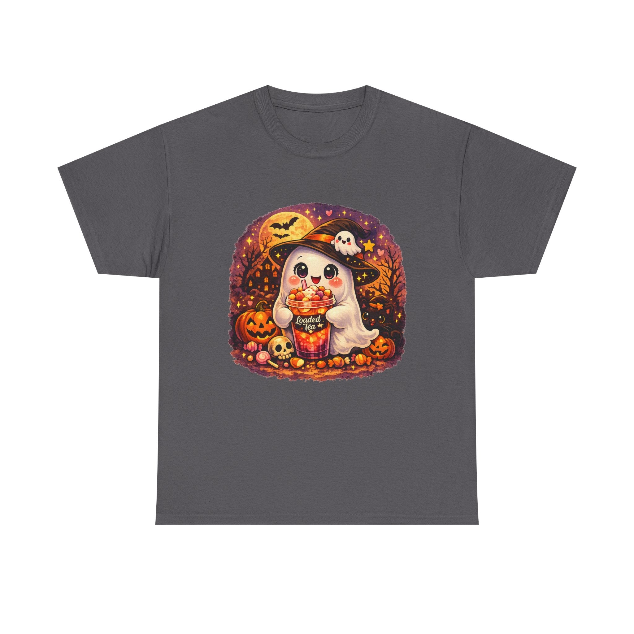 Cute Ghost Trick-or-Treat T-Shirt — Halloween Candy Puppy Design