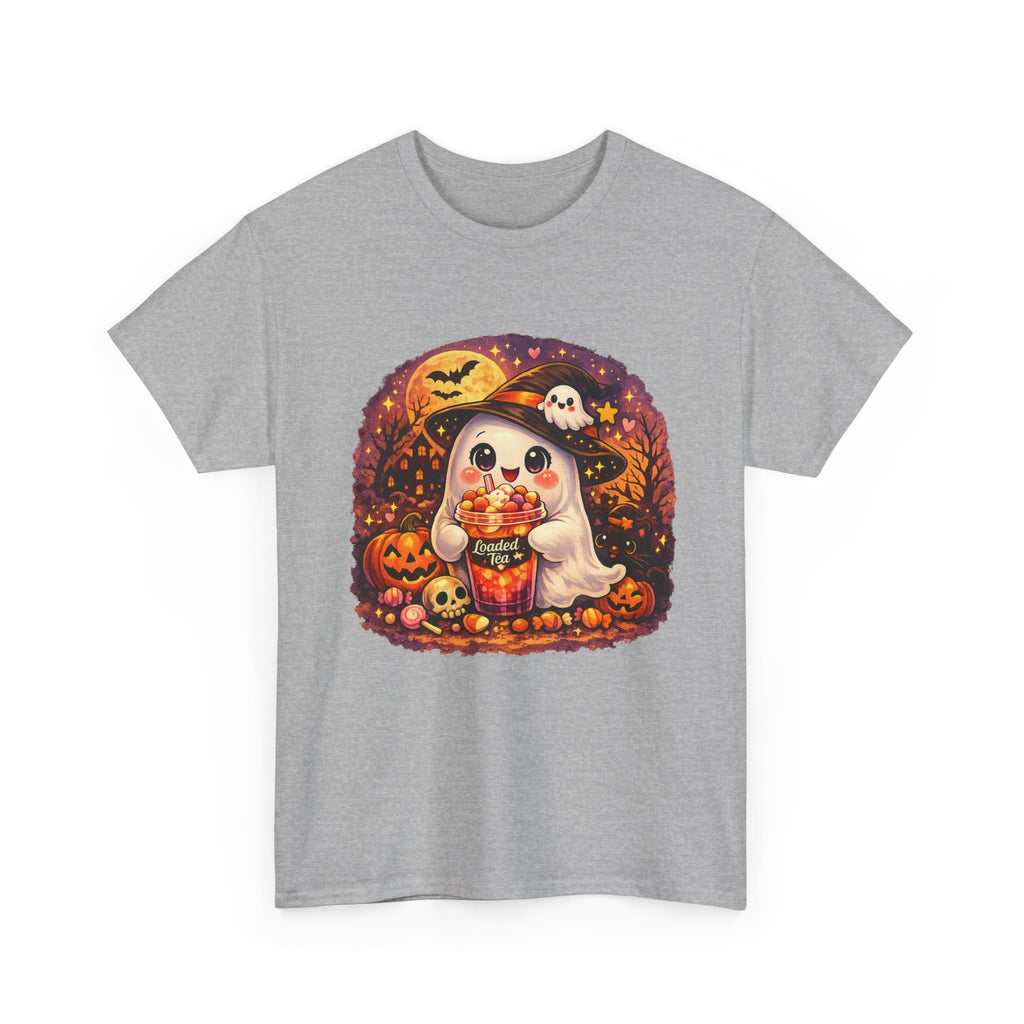 Cute Ghost Trick-or-Treat T-Shirt — Halloween Candy Puppy Design