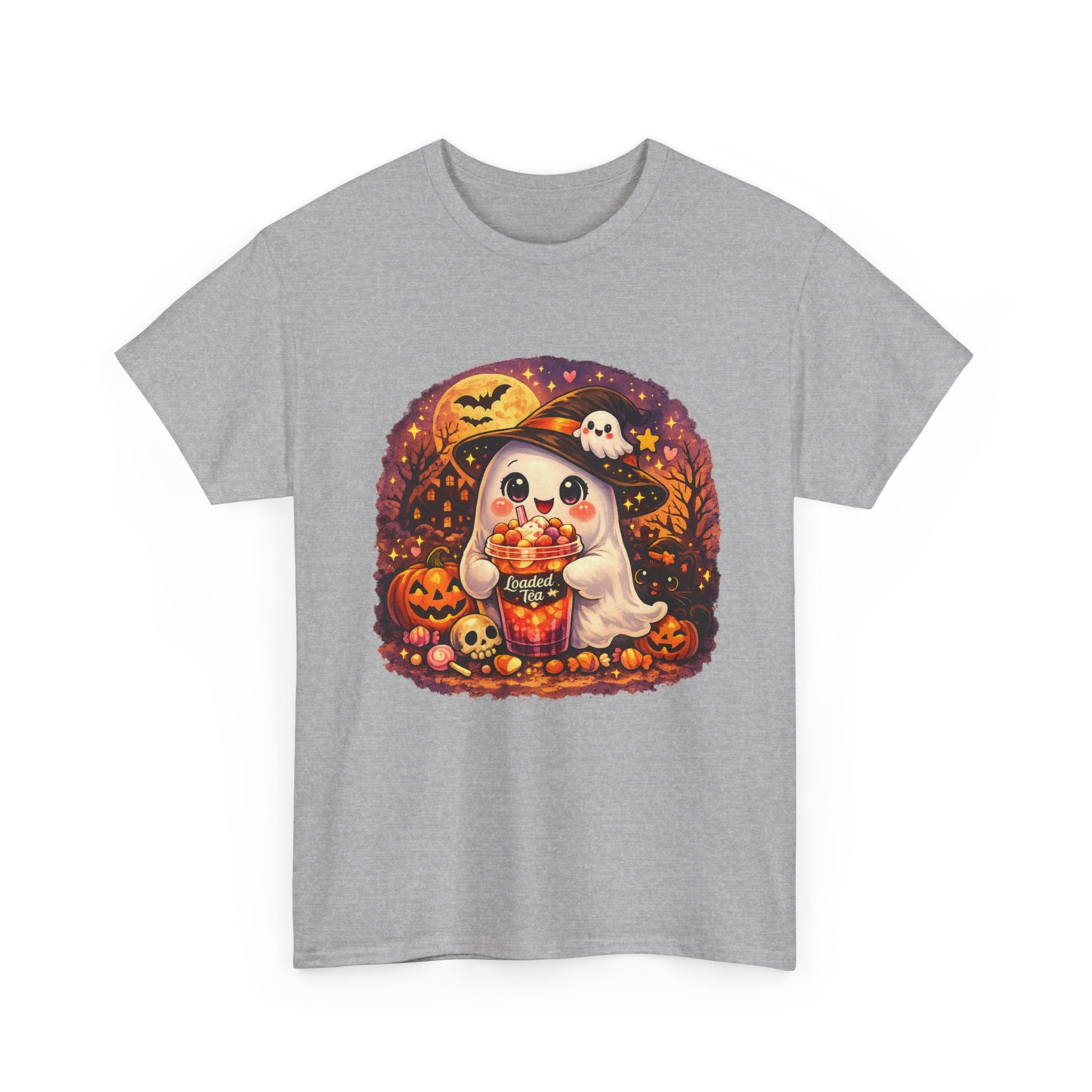 Cute Ghost Trick-or-Treat T-Shirt — Halloween Candy Puppy Design