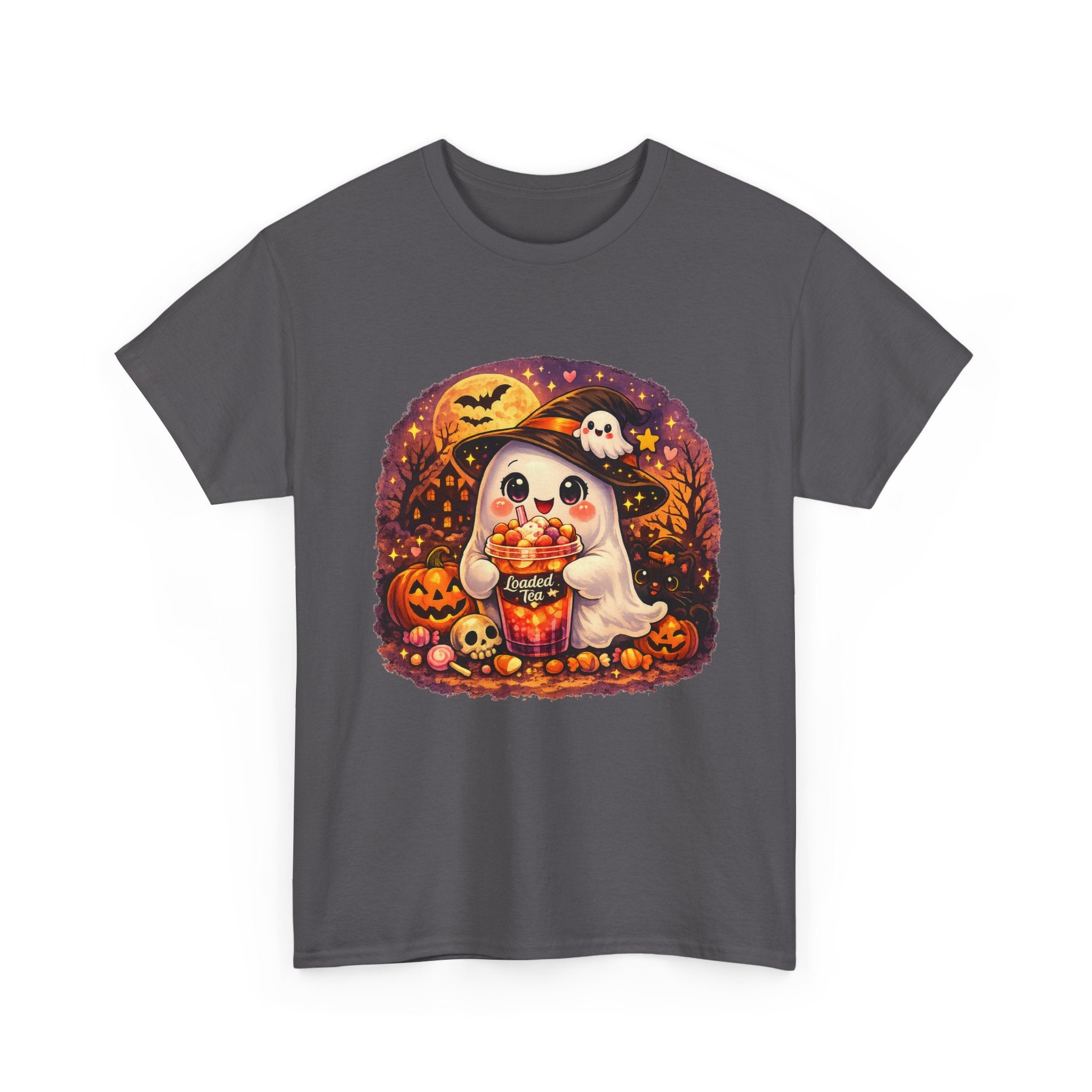 Cute Ghost Trick-or-Treat T-Shirt — Halloween Candy Puppy Design