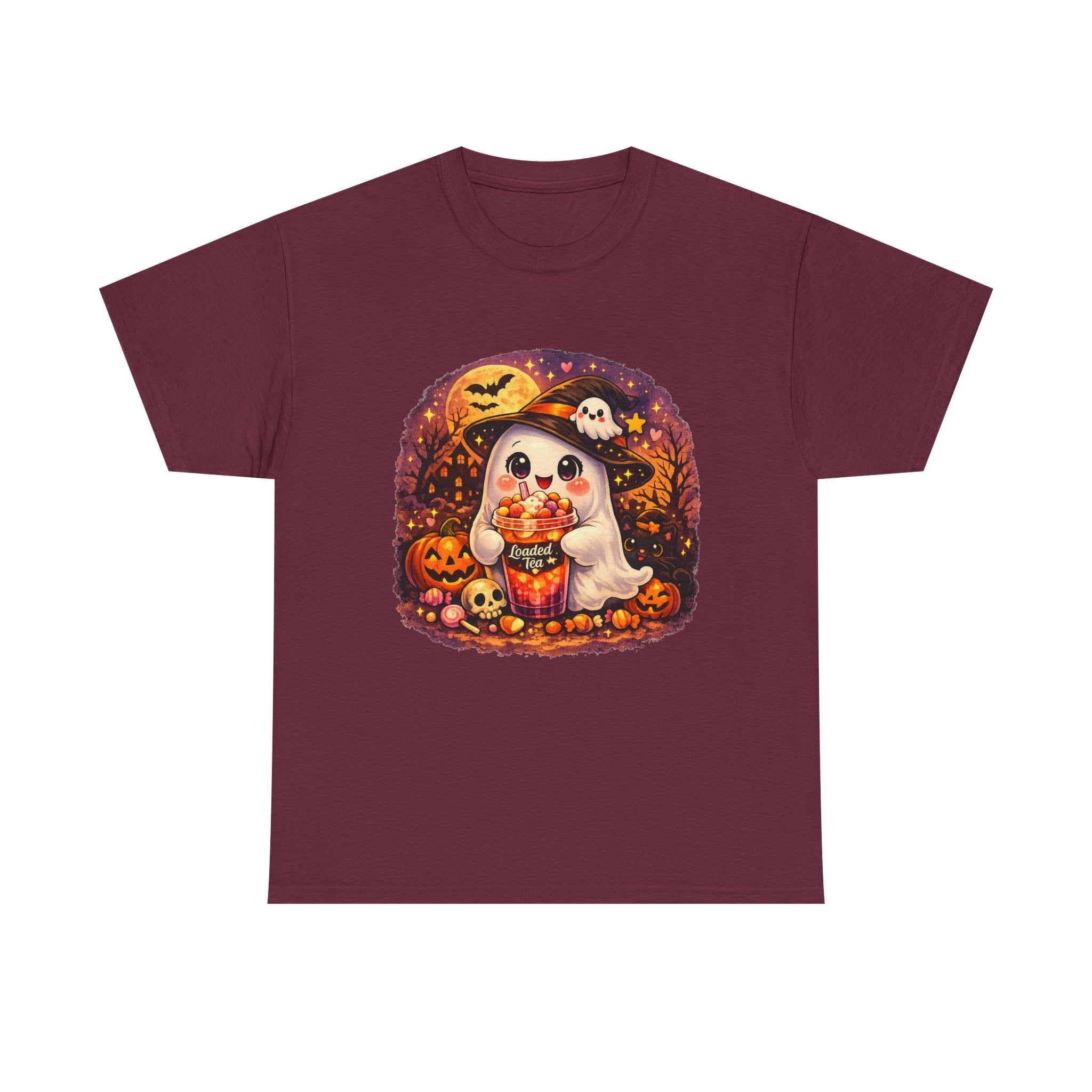 Cute Ghost Trick-or-Treat T-Shirt — Halloween Candy Puppy Design