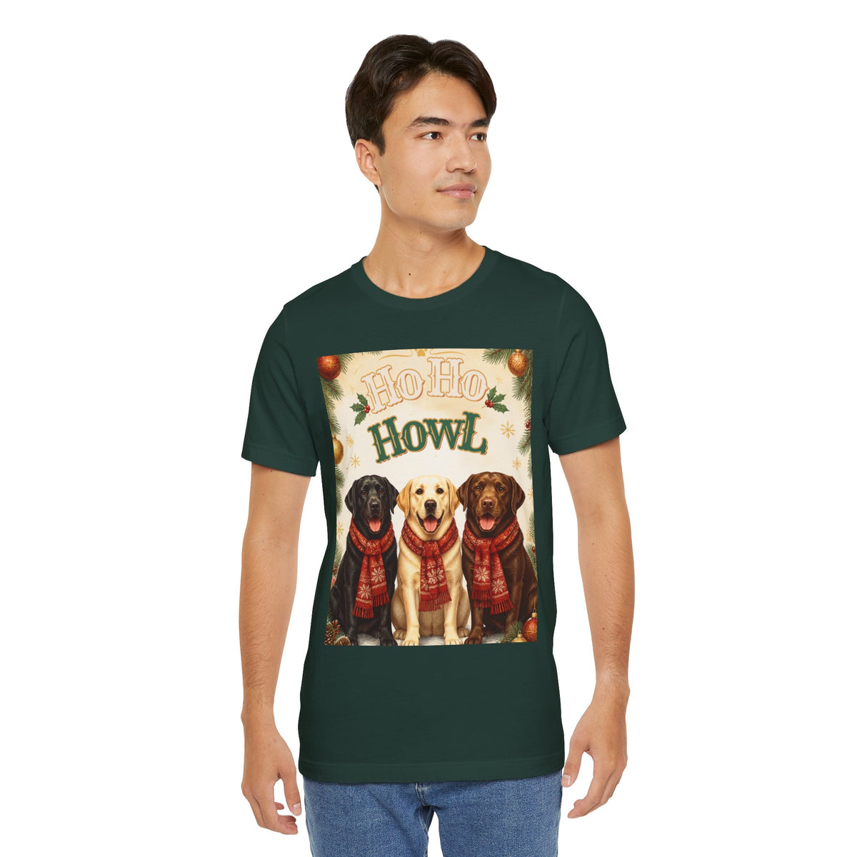 Ho Ho Howl Labrador Trio T-shirt | Christmas Dog Holiday Tee