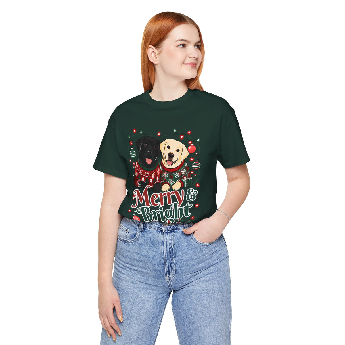Merry & Bright Labs T-Shirt | Christmas Labrador Graphic Tee
