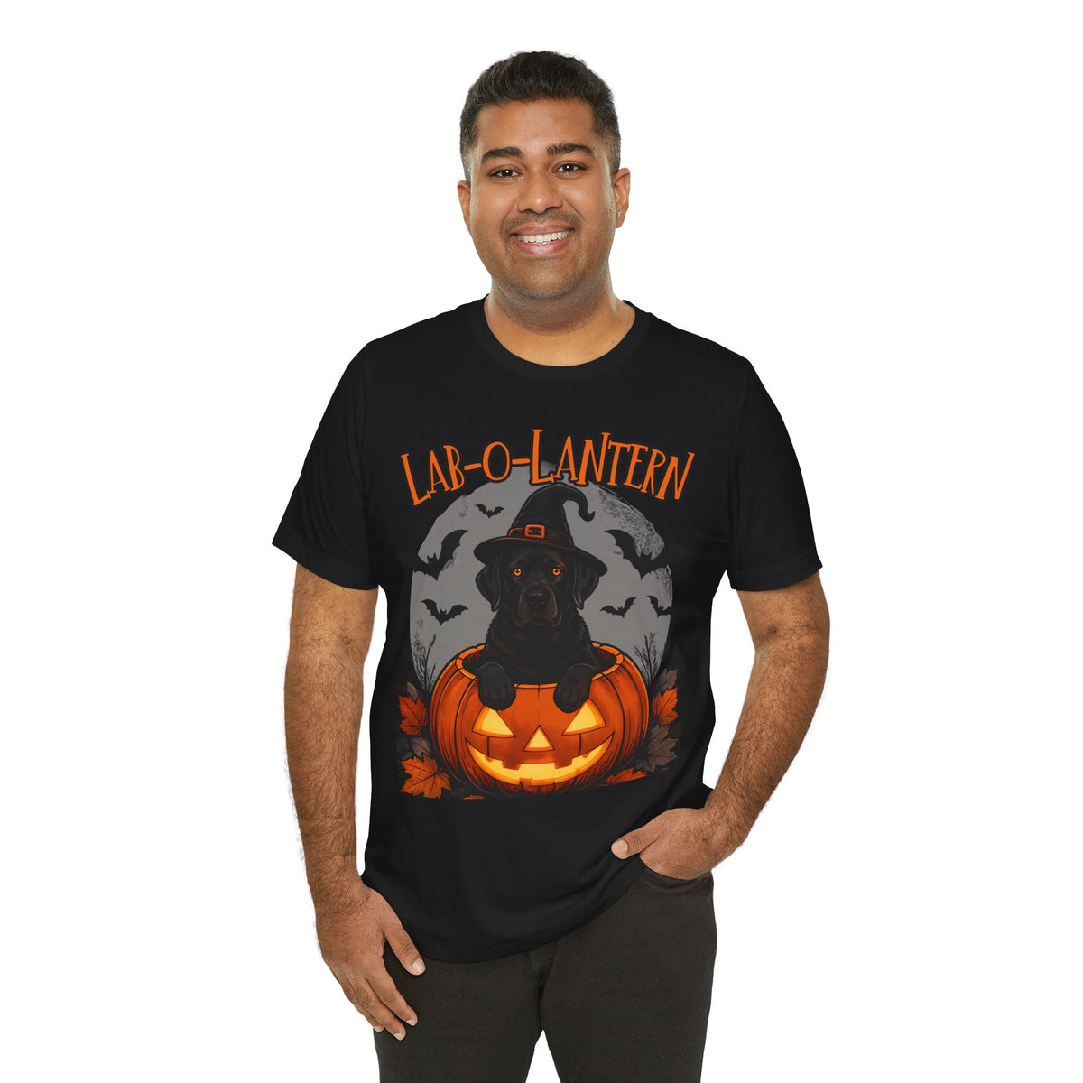 Lab-O-Lantern Halloween Dog T-Shirt | Trick or Treat Paw Print Tee